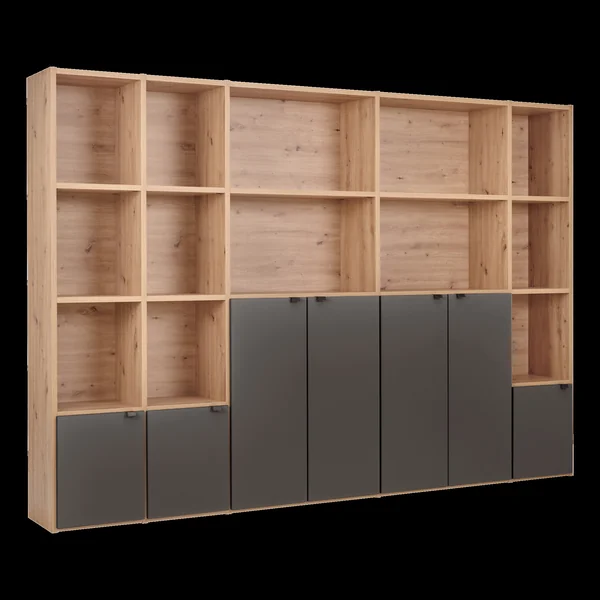 Bibliothèque 7 portes L298 cm Marlone - Carbone