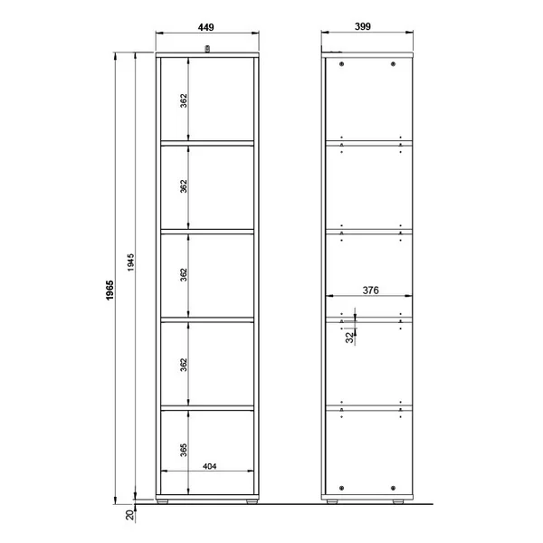 Bibliothèque de bureau H 197 cm coloris graphite Betina