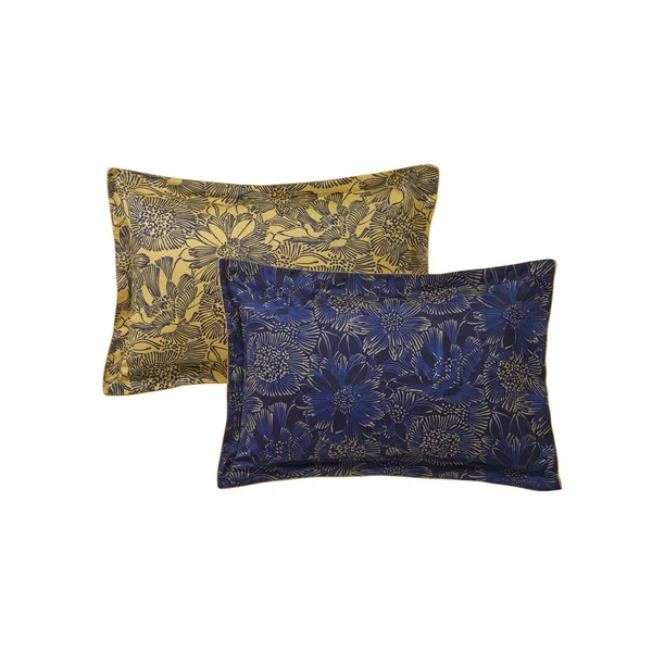 BLANC DES VOSGES Taie d'oreiller satin Elixir - Indigo - 50 x 75 cm