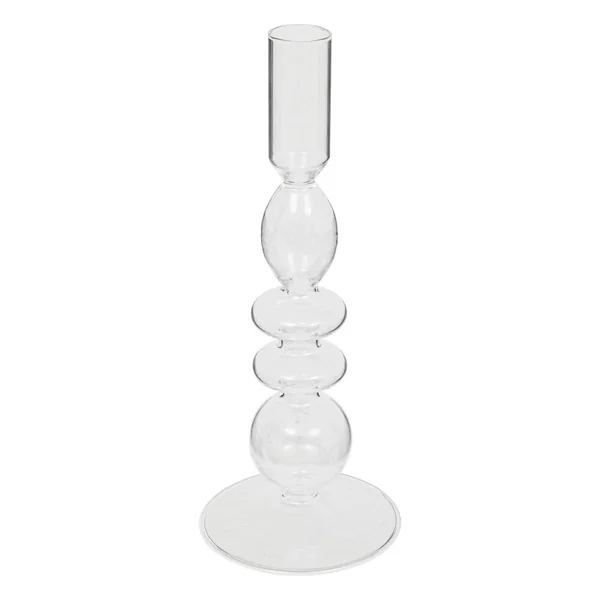 BOUGEOIR VERRE BULLES TRANSPARENT H.22CM