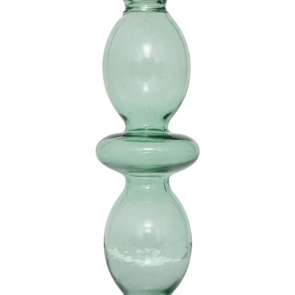 BOUGEOIR VERRE BULLES VERT H.19.5CM