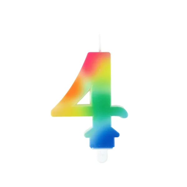 BOUGIE ANNIVERSAIRE CHIFFRE 4 AVEC SUPPORT H.9CM ARC EN CIEL
