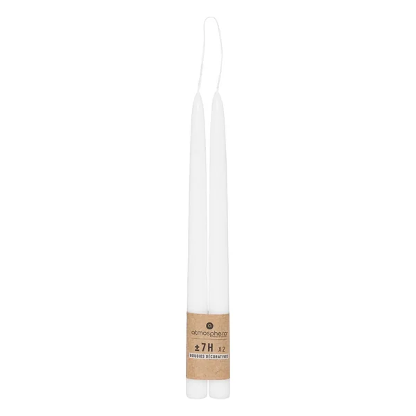 BOUGIE BATON HUGO BLANC H.30CM X2 PIECES
