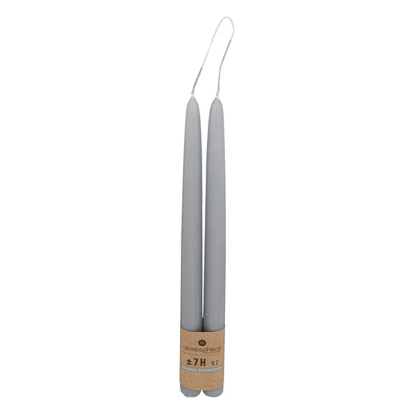 BOUGIE BATON HUGO GRIS H.30CM X2 PIECES