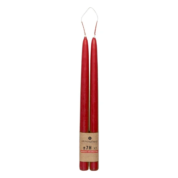 BOUGIE BATON HUGO ROUGE H.30CM X2 PIECES