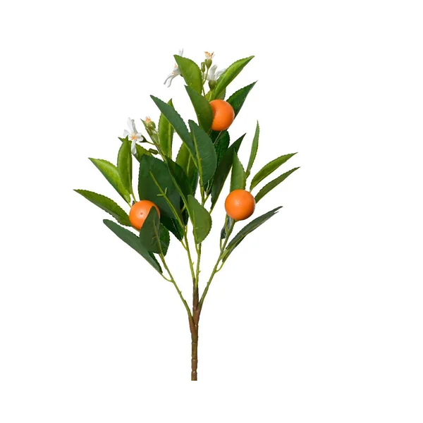 Branche d’oranger en plastique vert avec fleurs et oranges - Ø 19 x H 58 cm