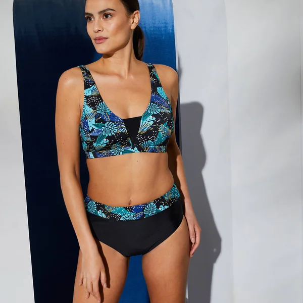 Brassière imprimée sans armature ligne post-opératoire PALOMBIA , noir / bleu