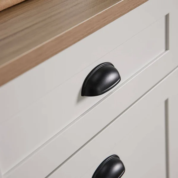Buffet bas blanc et décor bois 1 porte 1 tiroir Pivoine