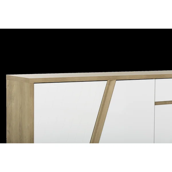 Buffet décor bois et blanc 3 portes 1 tiroir Gustave