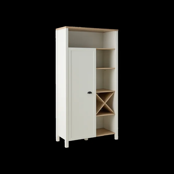 Buffet haut blanc et décor bois 1 porte Pivoine