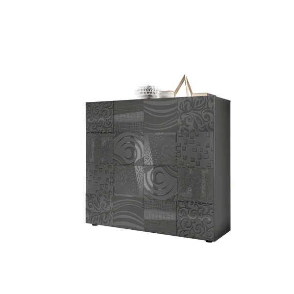 Buffet haut moderne laqué gris brillant Orlane