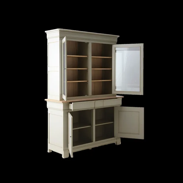 Buffet vaisselier bois massif 4 portes 3 tiroirs Embellie - Grège