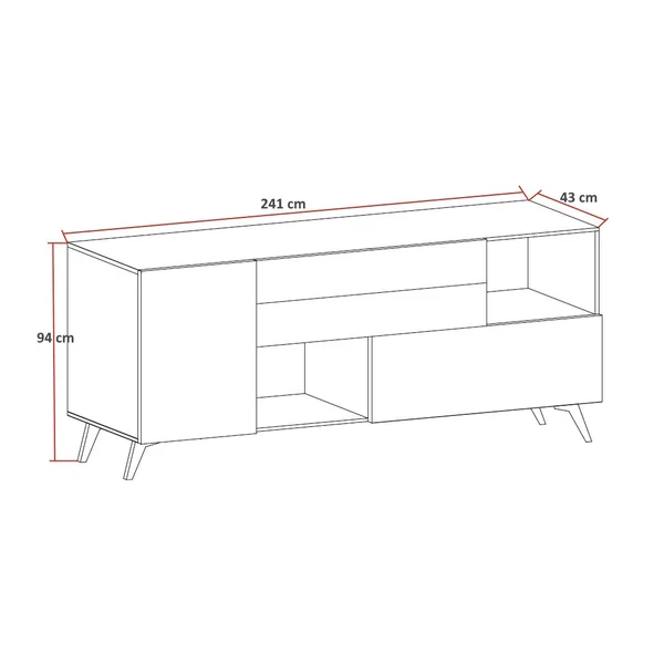 Buffet/bahut 241 cm chêne cadiz/cachemire Minorka