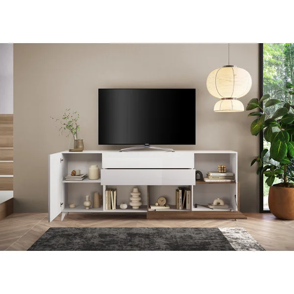 Buffet/bahut 241 cm chêne mercure/blanc laqué Minorka