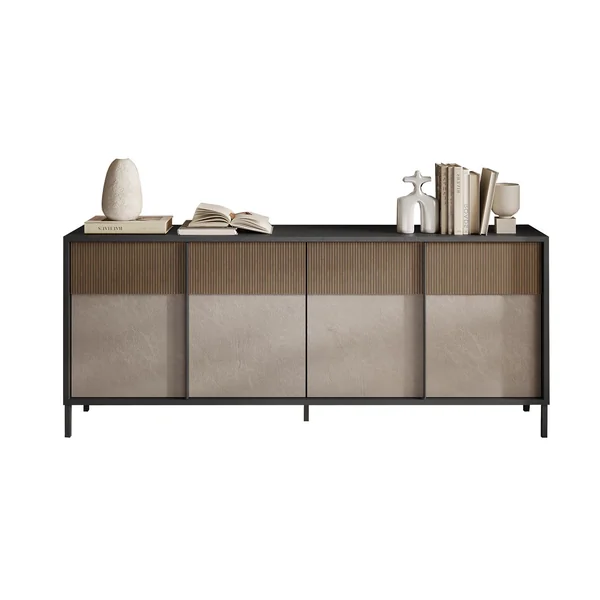 Buffet/bahut 4 portes chêne mercure/gris argile Evoria