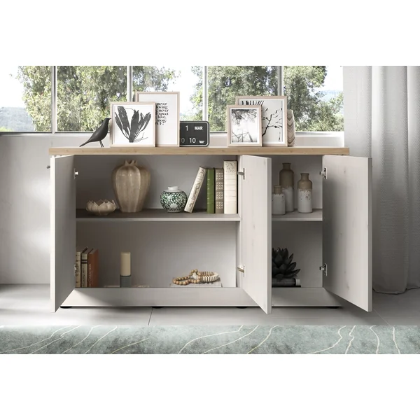 Buffet/bahut contemporain 164 cm chêne blanc Elbeth