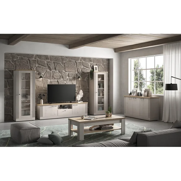 Buffet/bahut contemporain 164 cm chêne blanc Elbeth