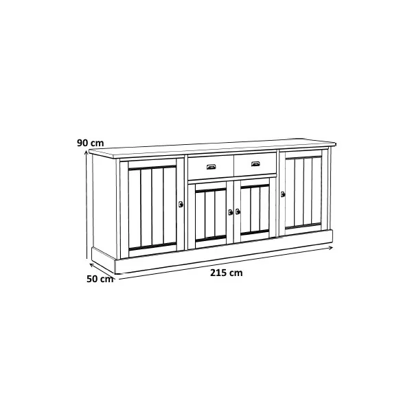 Buffet/bahut contemporain 215 cm chêne beige/mélèze Samos