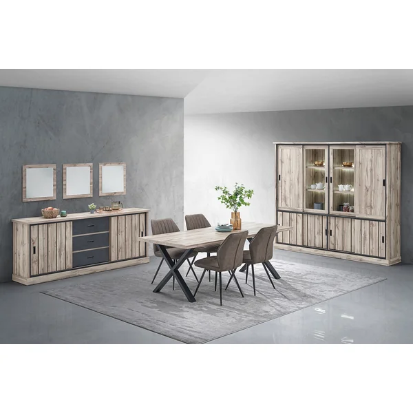 Buffet/bahut contemporain 225 cm chêne canada Emilia