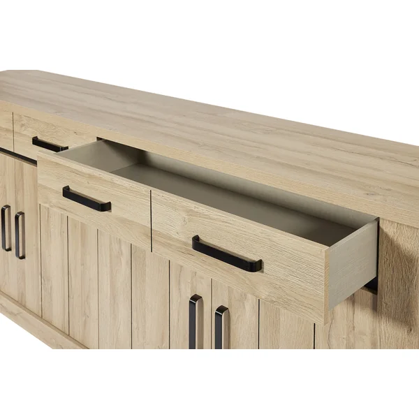 Buffet/bahut contemporain 235 cm chêne clair Tiana