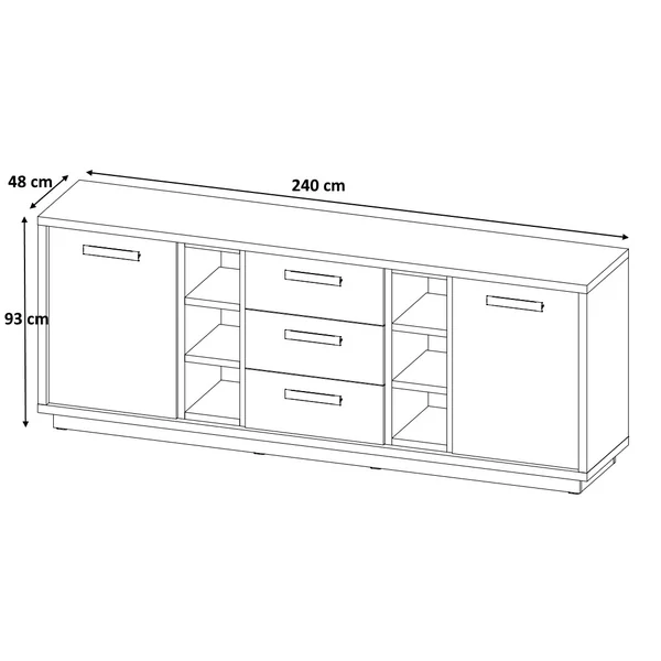 Buffet/bahut contemporain 240 cm chêne clair Tiffanie