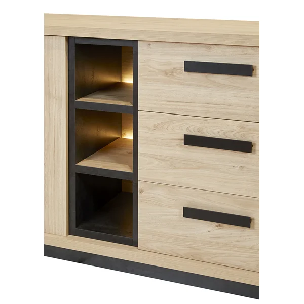 Buffet/bahut contemporain 240 cm chêne clair Tiffanie