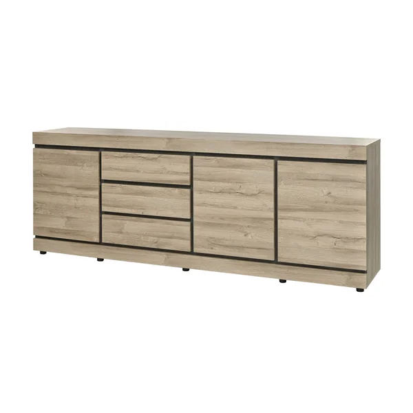 Buffet/bahut contemporain 248 cm coloris chêne Yannick