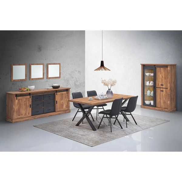 Buffet/bahut contemporain coloris acacia/noir Eliot