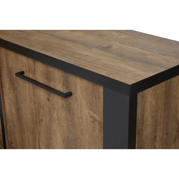 Buffet/bahut industriel 230 cm chêne foncé Samira