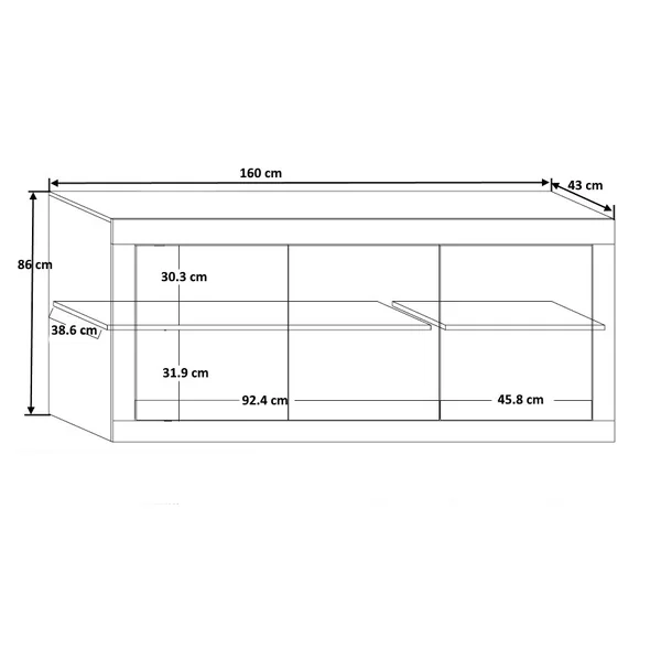 Buffet/bahut moderne 160 cm blanc/chêne pero Agathe