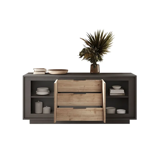 Buffet/bahut moderne 180 cm lave/chêne cadiz Rosine