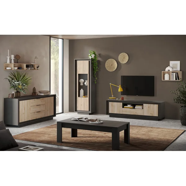 Buffet/bahut moderne 180 cm lave/chêne cadiz Rosine
