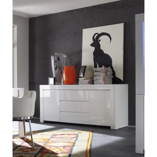 Buffet/bahut moderne 190 cm laqué blanc brillant Twist
