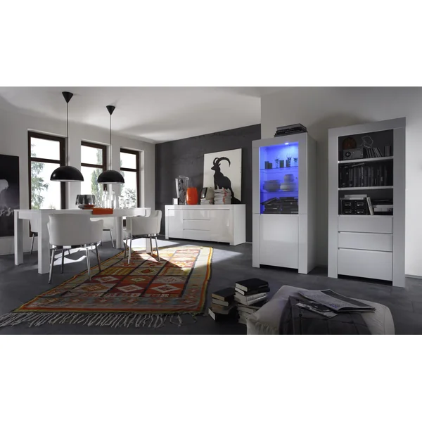 Buffet/bahut moderne 190 cm laqué blanc brillant Twist