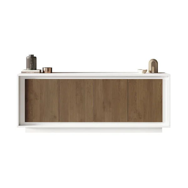Buffet/bahut moderne 207 cm laqué blanc mat/mercure Rosine