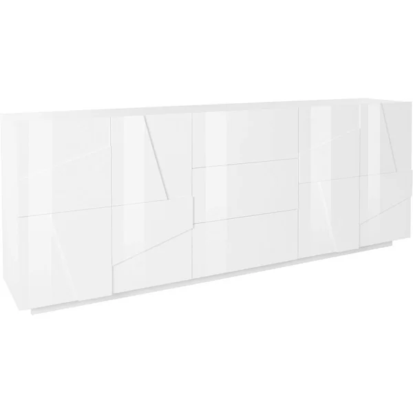 Buffet/bahut moderne 224 cm blanc laqué brillant Pittsburgh