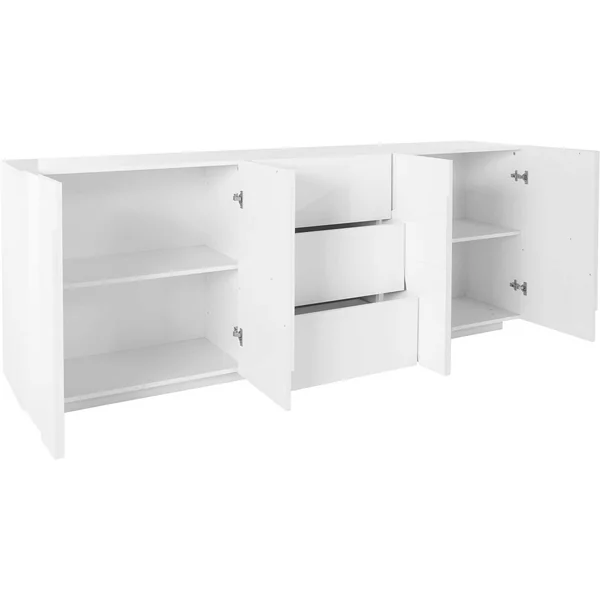 Buffet/bahut moderne 224 cm blanc laqué brillant Pittsburgh