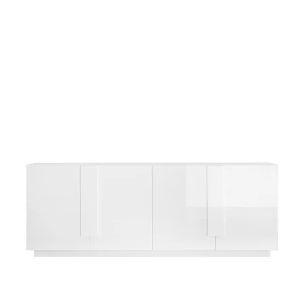 Buffet/bahut moderne 4 portes blanc laqué brillant Uranus