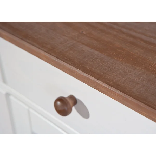 Buffet/bahut style campagne 130 cm en pin massif blanc Radja | Matelpro