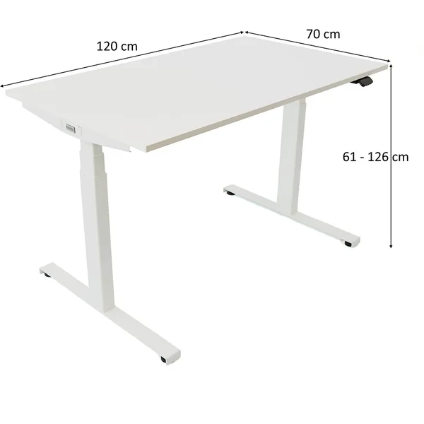 Bureau assis-debout plateau en bois massif Jimmy