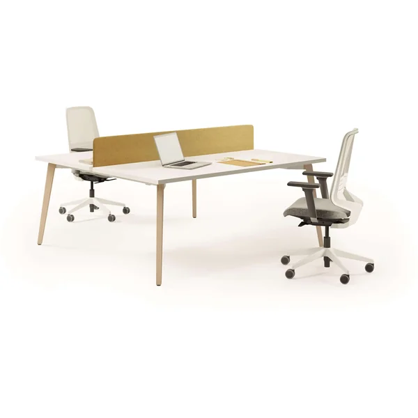 Bureau bench 2 personnes avec pieds en bois massif Oviedo