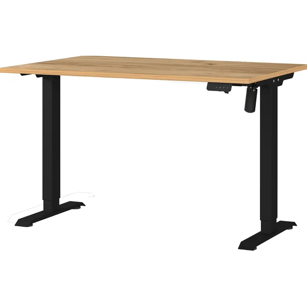 Bureau droit assis-debout électrique chêne/noir Azaro