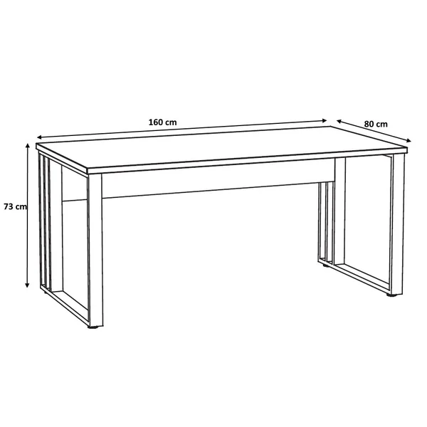Bureau droit contemporain pieds en métal chêne clair Othello