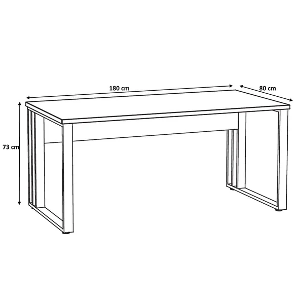 Bureau droit contemporain pieds en métal chêne clair Othello
