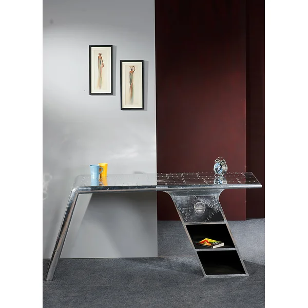 Bureau droit industriel bois et aluminium Fly