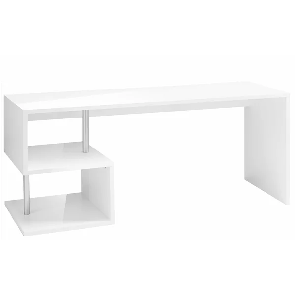 Bureau droit moderne 140 cm laqué blanc brillant Celtic