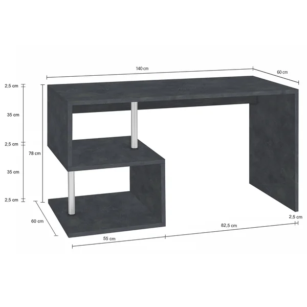 Bureau droit moderne 140 cm laqué blanc brillant Celtic