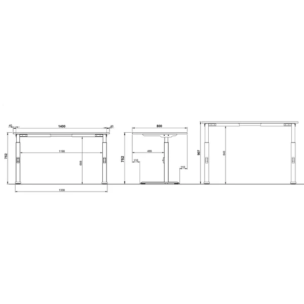 Bureau droit réglable en hauteur blanc Maily