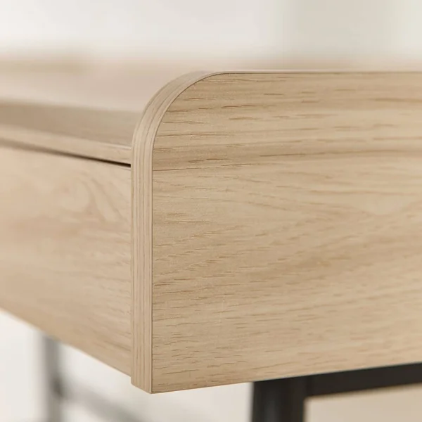 Bureau décor bois pieds métal 2 tiroirs Mila