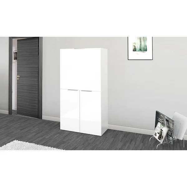 Bureau secrétaire moderne blanc brillant Lilas